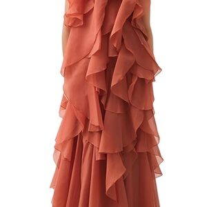 Elegant Ruffled Coral Dress